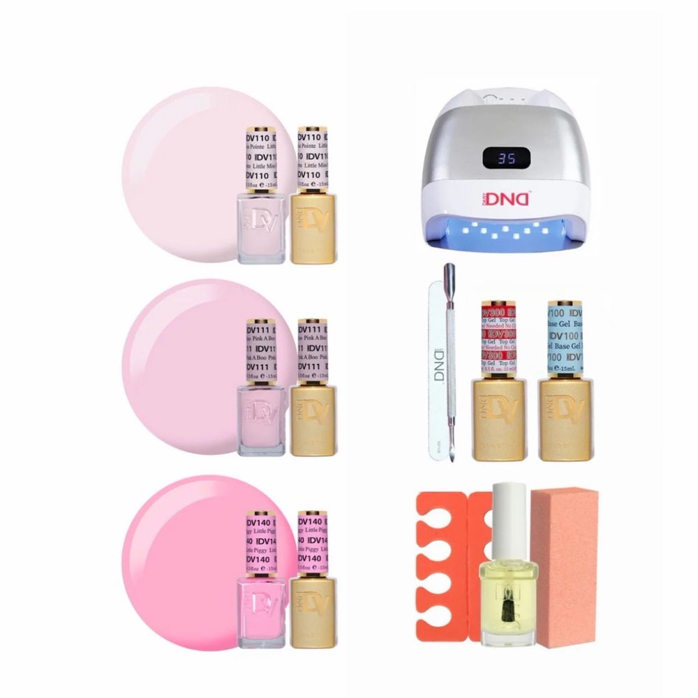 DND GEL POLISH FULL SIZE LED FAN TOOL STARTER KIT -PERFECTION IN PINK - NEW $200 - Picture 2 of 14